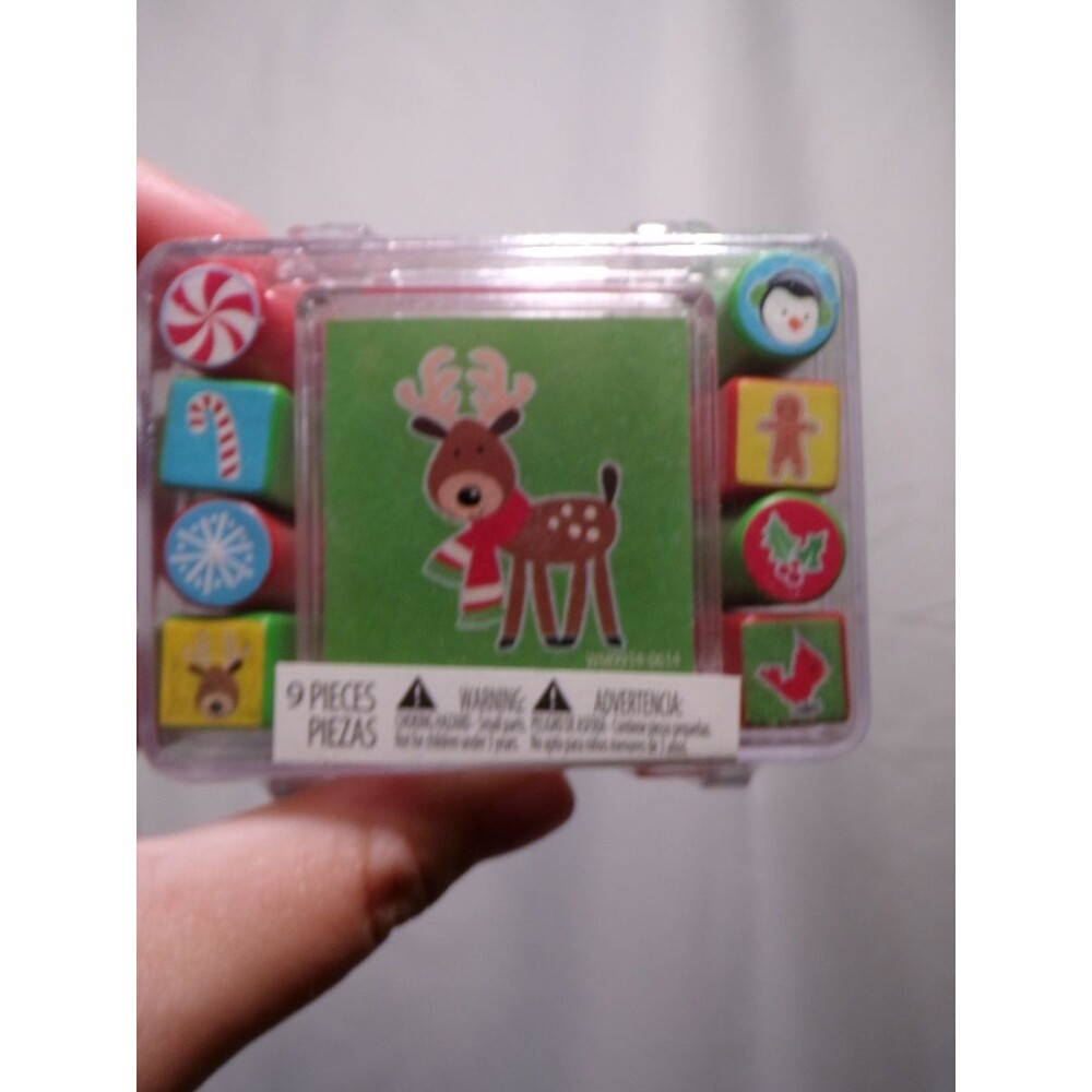 Lot of 9 Christmas Holiday Reindeer Self Inking Stampers Set 9 pc